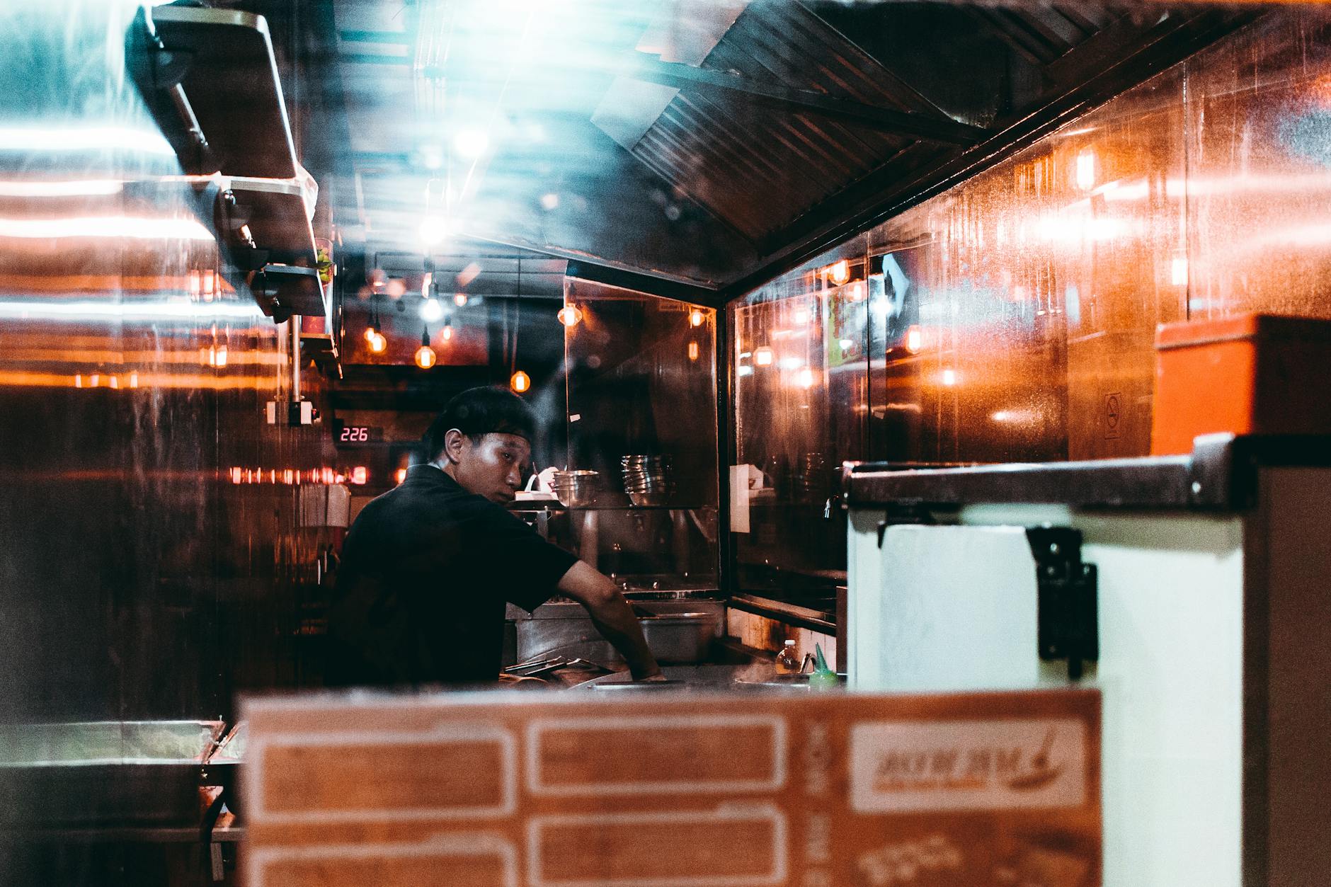 Chef working in a restaurant kitchen